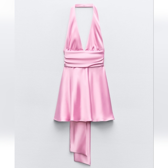 Zara SATIN EFFECT HALTER DRESS size XS - Picture 5 of 14